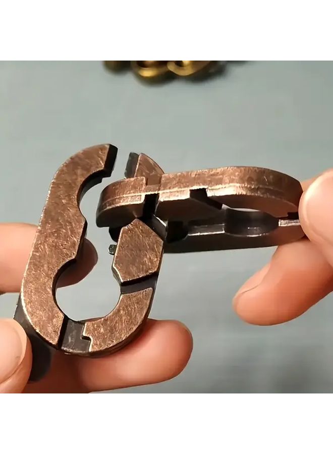 Bronze Unlocking Puzzle Toy Pair Metal Brain Teaser Game For Adults - Image 4